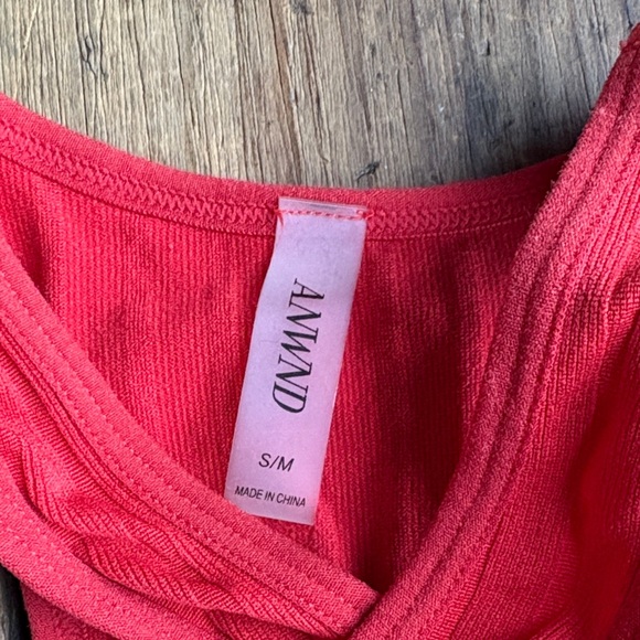 Red Ribbed Cut-Out Long Sleeve Top - Picture 3 of 3